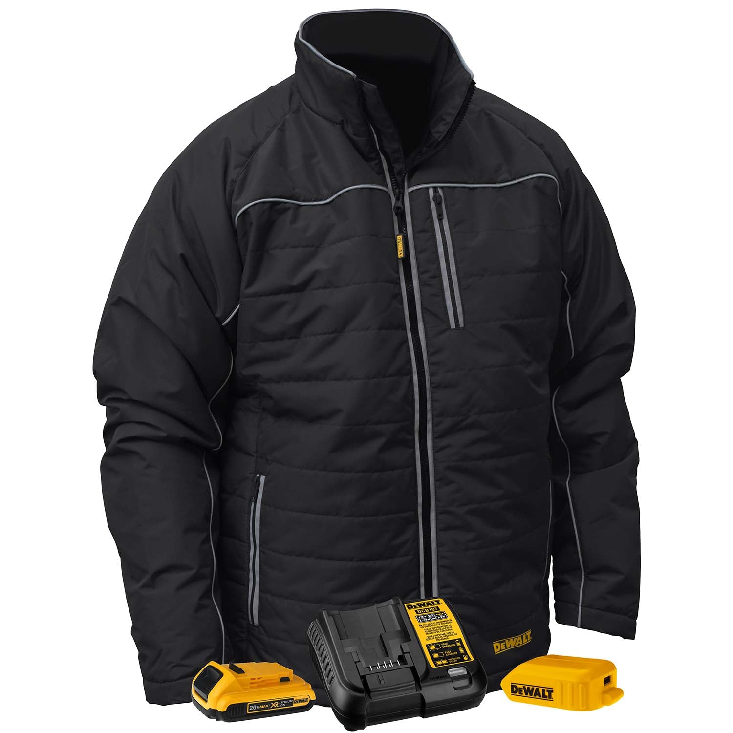 DEWALT Men's Heated Quilted Soft Shell Jacket Kitted