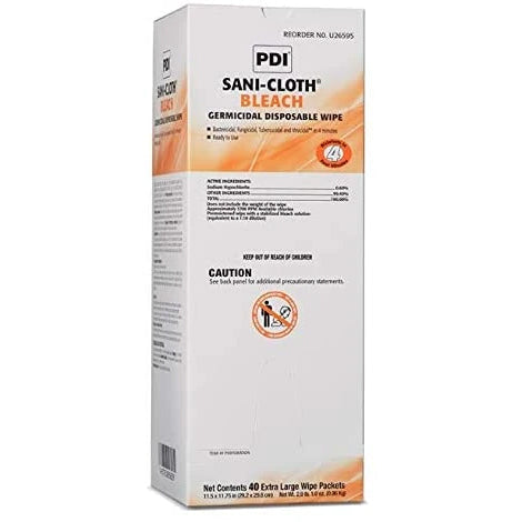 PDI Sani-Cloth Bleach Germicidal Disposable Wipes U26595 11.5" x 11.75" (40 Wipes)