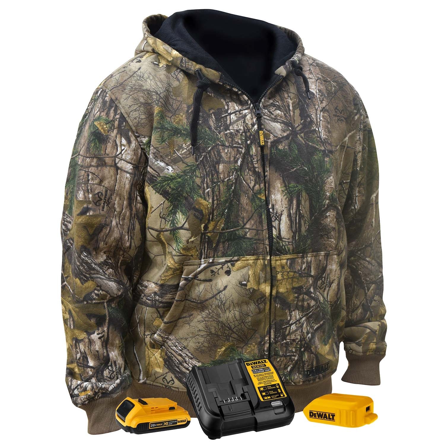 DEWALT Men's Heated RealTree® XTRA Camoflage Hoodie Sweatshirt Kitted