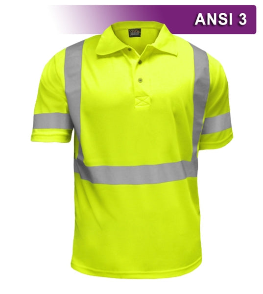 Safety Polo: Hi Vis Polo Shirt: Lime Birdseye: ANSI 3