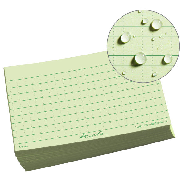 3 X 5 Index Cards - Green - 100 Pack
