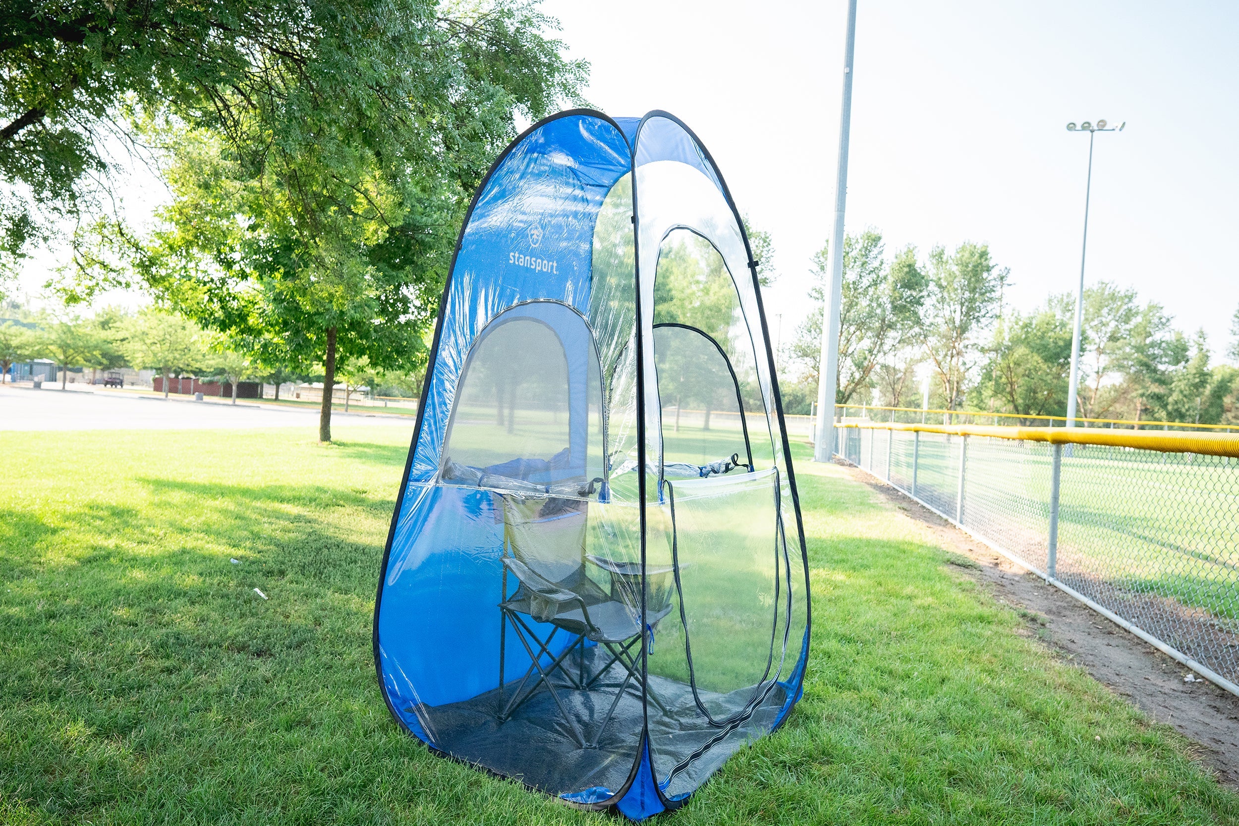 All Weather Pop Up Shelter - Clear / Blue