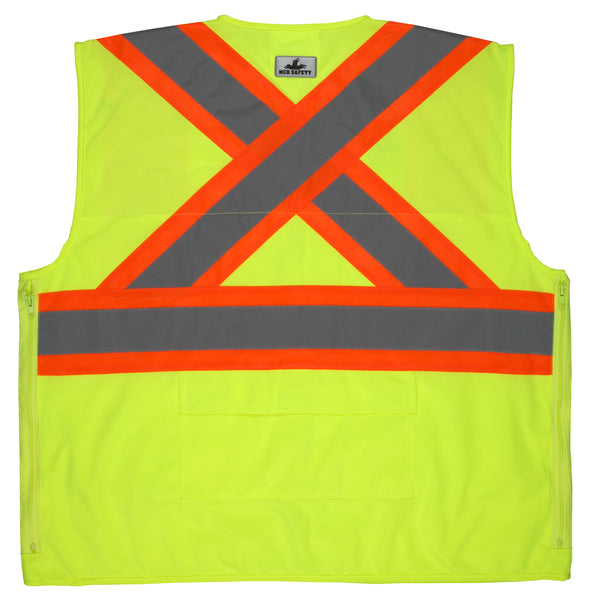 MCR Safety CSA,Survey Pocket, Lime,Silv/Orange X2