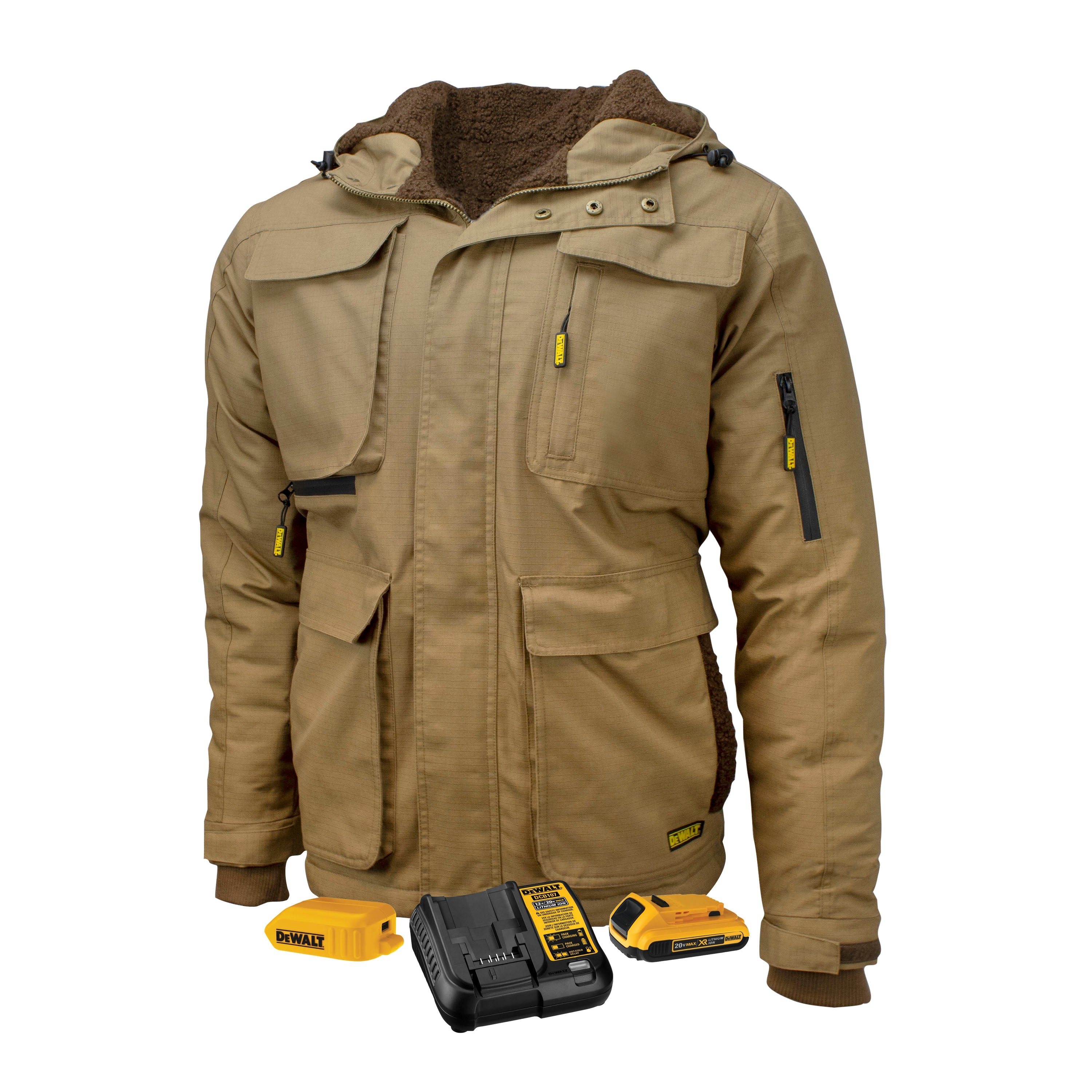 DEWALT Men's Heavy Duty Ripstop Heated Jacket Kitted