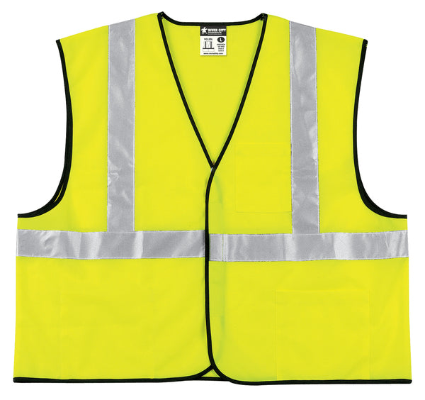 MCR Safety Class 2,Econ Vest,Solid,Lime,LF X4