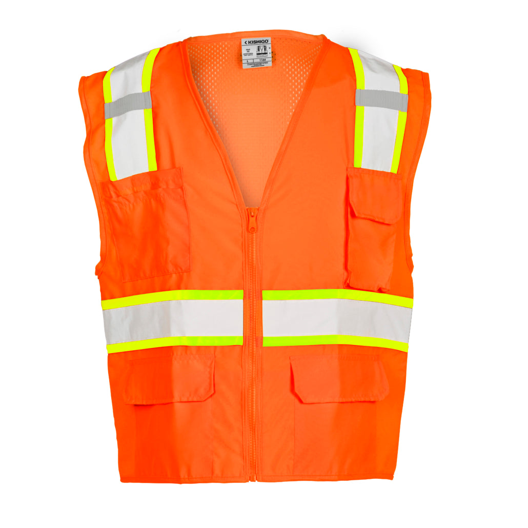 Kishigo 1163/ 1164 Solid Front Mesh Back Safety Vest