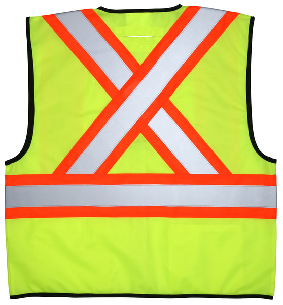 MCR Safety CSA Poly, Lime Vest  4 1/2 Orange/Sil L