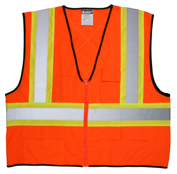 MCR Safety CSA Poly, Oran Vest 4 1/2 Lime/Sil X3