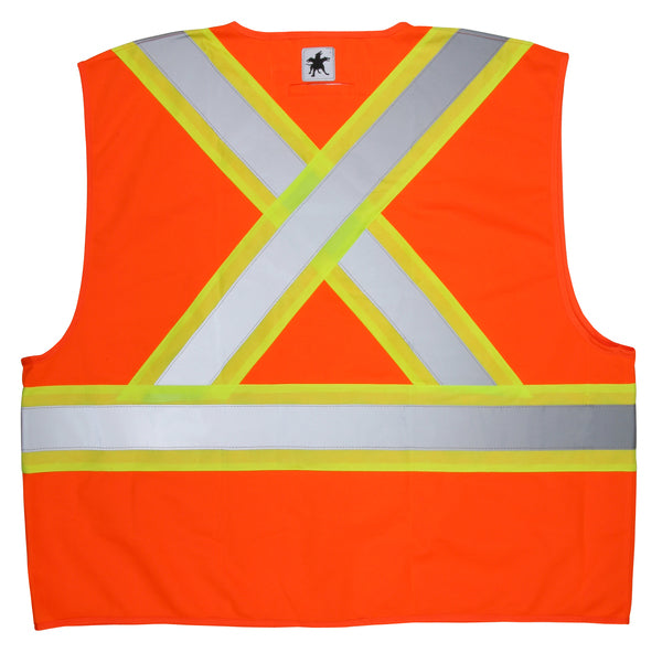 MCR Safety CSA Hivis Orang Vest, 4.5 Lime/Sil X3