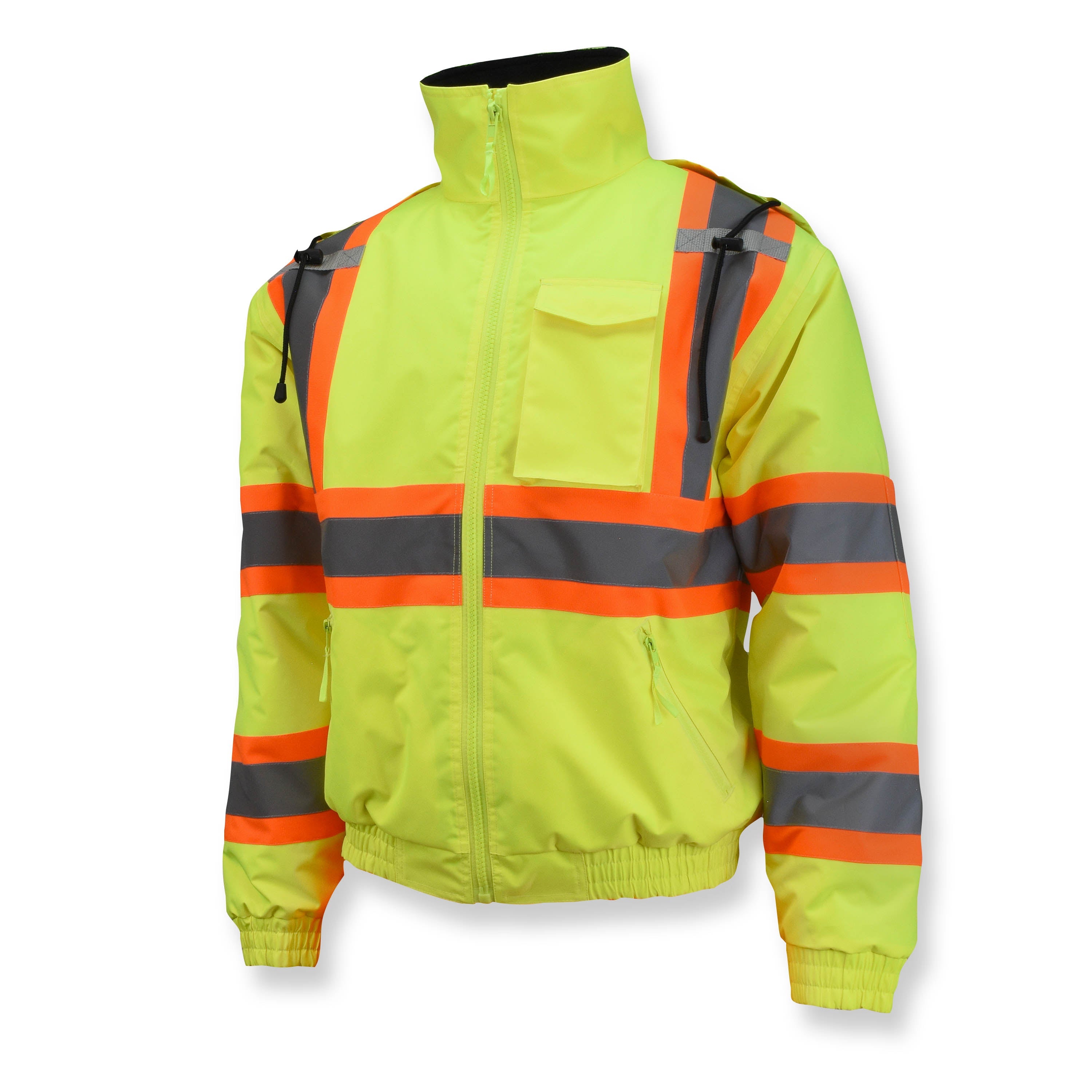 Radians Class 3 X-Back High Visibility Quilted Bomber Jacket with Hood